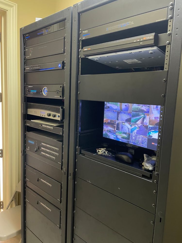 Full equipment rack with monitoring, clean and labeled