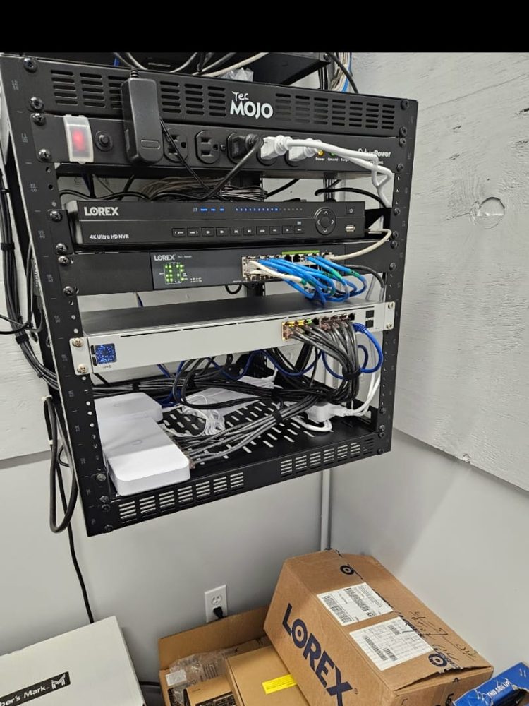Wall-mounted network rack and gear